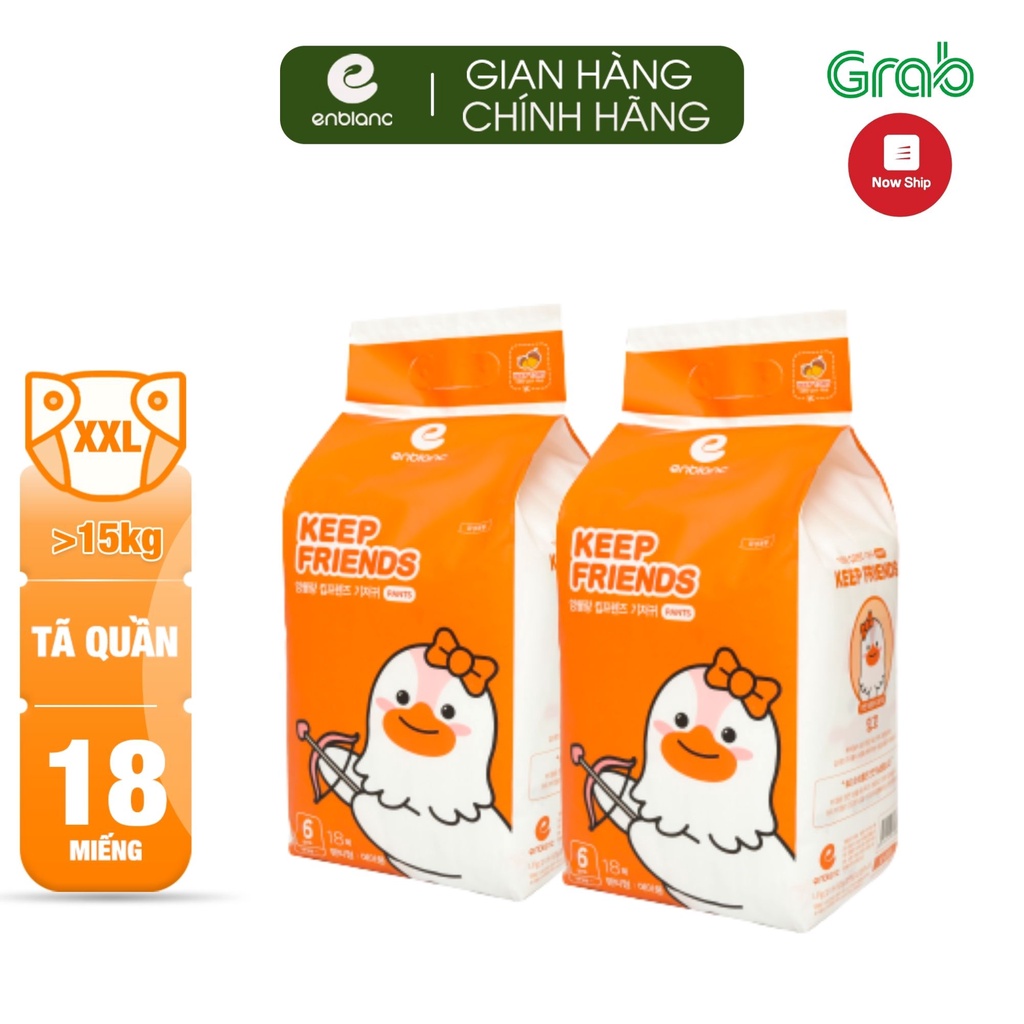 Combo 2 Tã Bỉm Quần size XXL18 ENBLANC KEEP FRIENDS Siêu mỏng Cho Bé Từ 15kg - 20kg