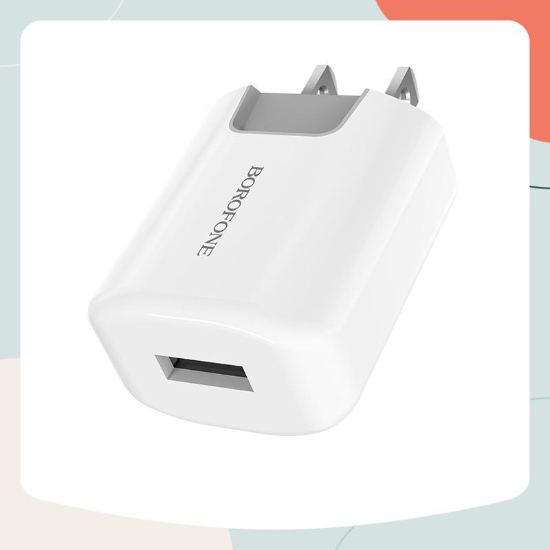 Cốc sạc củ sạc 1 cổng USB, dòng điện đầu ra 1A dùng cho điện thoại máy tính bảng BOROFONE BA10 B_4211