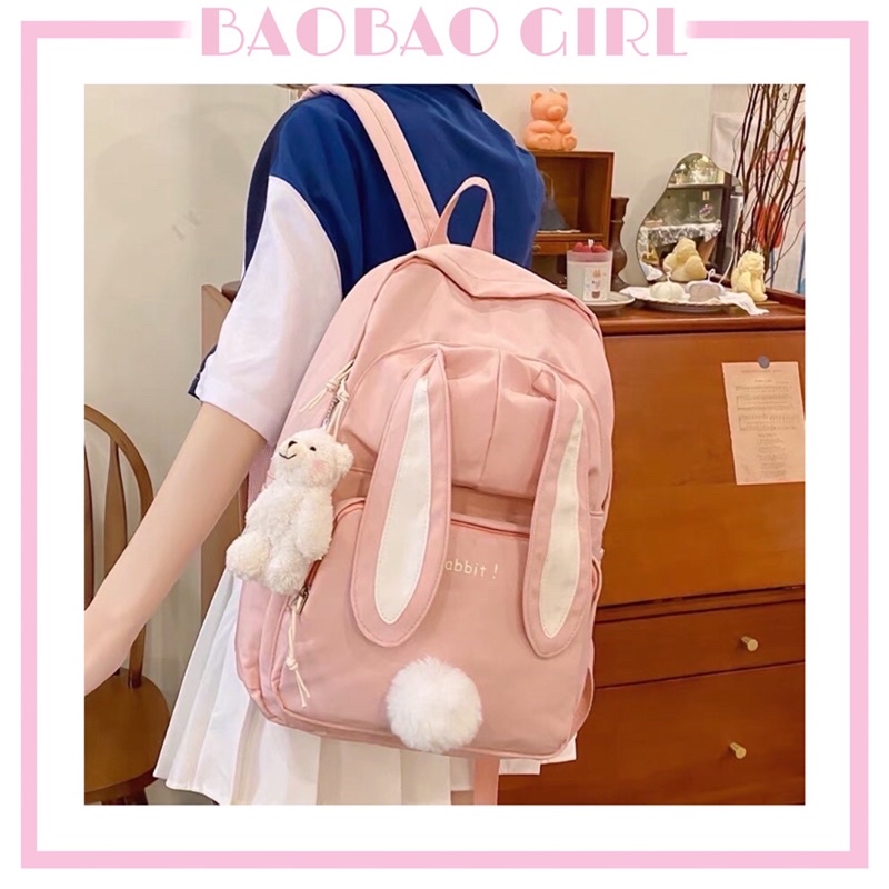 Balo, cặp sách đi học ulzzang hình con thỏ mã B1, hàng order 2 tuần BAOBAOGIRL