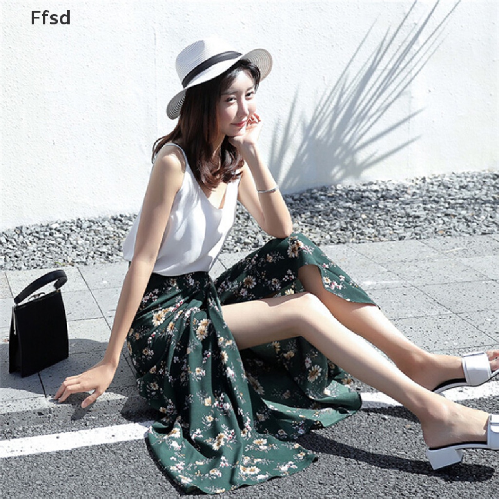 Váy voan eo cao mùa hè giản dị phong cách Boho đi bãi biển cho nữ