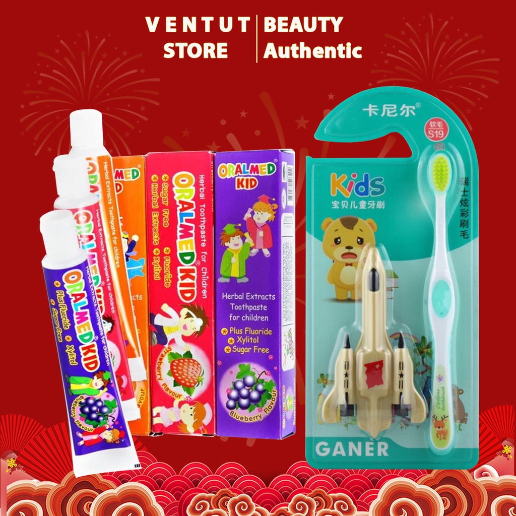 Combo Bàn Chải Và Kem Đánh Răng Cho Bé Kodomo Thái Lan 40g