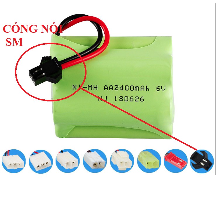 Pin 6v 2400mah hai hàng cổng nối SM