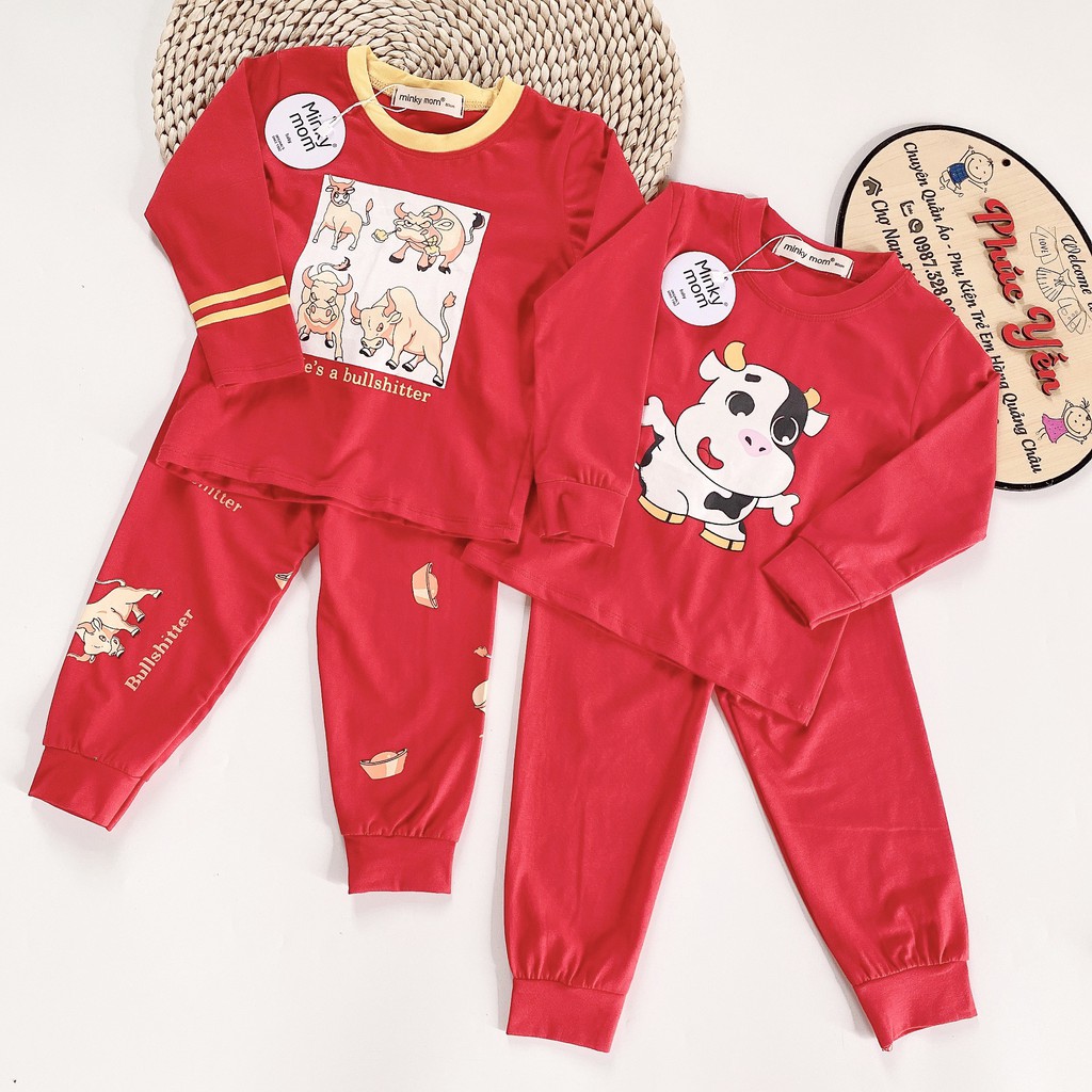 Sale !!! Bộ  Dài Tay Cotton 100 % Hàng Minky Mom  Họa Tiết Trâu Vàng May Mắn Cực Đẹp Cho Bé (8-18kg)(SP001411 )