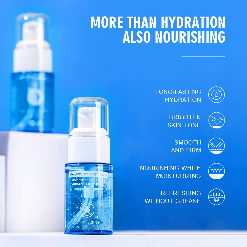 Serum VIBRANT GLAMOUR Chiết Xuất Axit Hyaluronic Giữ Ẩm Giảm Mụn Và Nếp Nhăn Làm Trắng Thu Nhỏ Lỗ Chân Lông 30ml | BigBuy360 - bigbuy360.vn