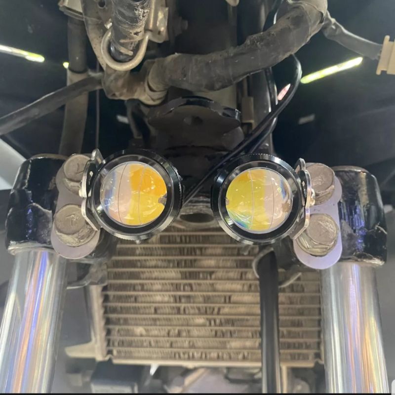 Bát  gắn đèn trợ sáng Mini vào phuộc Inox 304