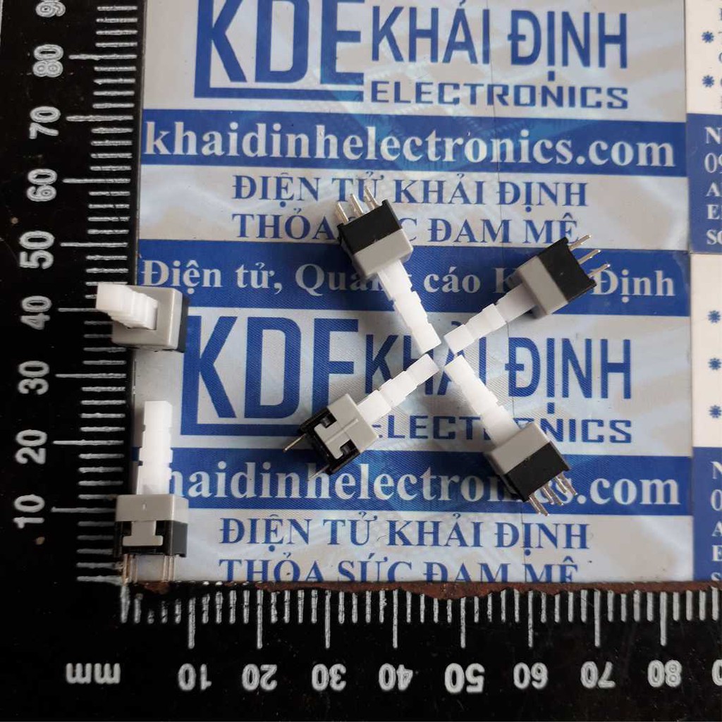 10 cái CÔNG TẮC ẤN GIỮ 8.5mm 8.5x8.5 6P 6 CHÂN MÀU TRẮNG LOẠI CAO kde3801