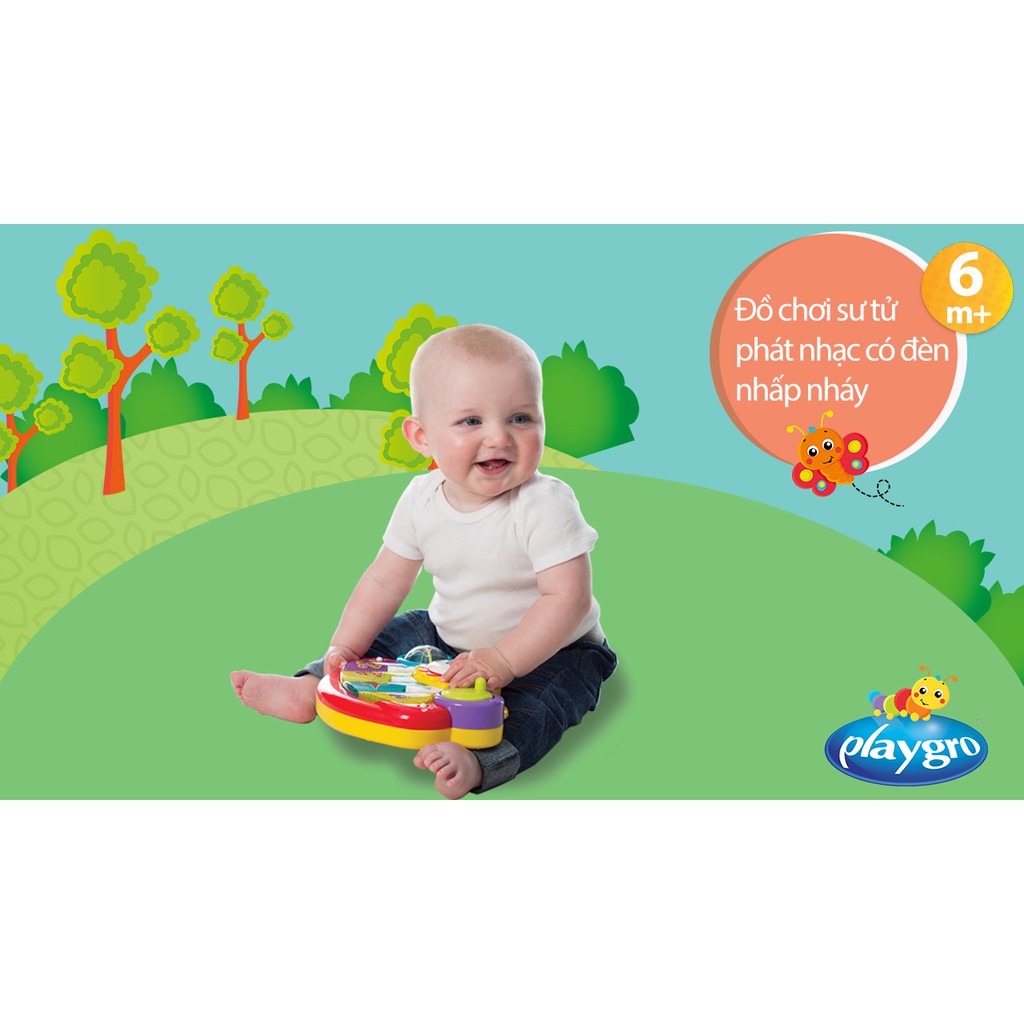 Đồ chơi sư tử phát nhạc có đèn nhấp nháy Playgro Lion Activity Kick Toy, cho bé 6-36 tháng