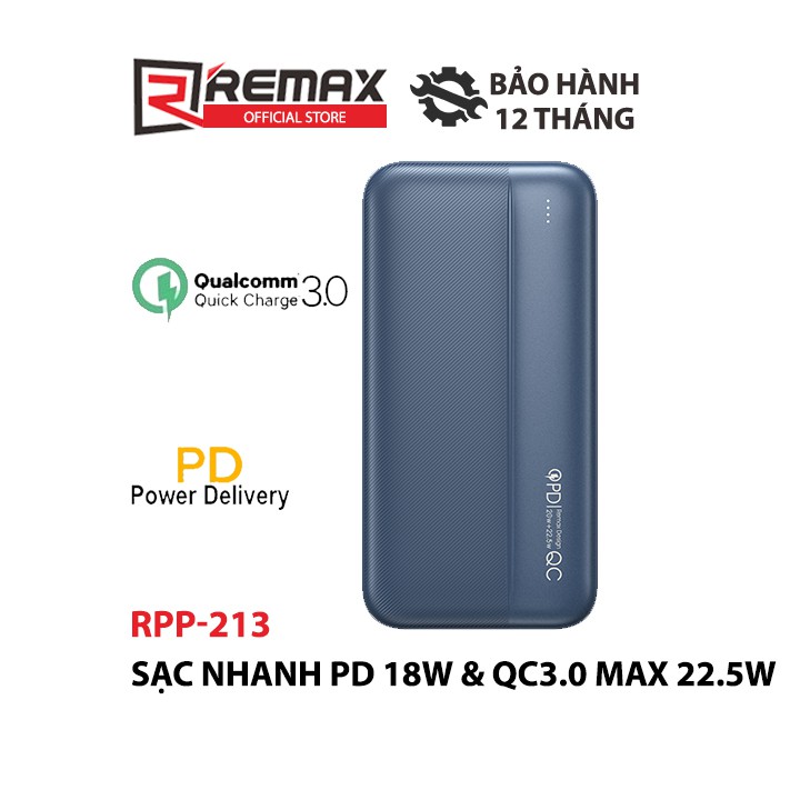 [Mã BMLTA50 giảm 50K đơn 150K] Pin sạc dự phòng Tinyl Series Remax RPP-212/213 20000mAh sạc nhanh PD và QC3.0 max 22.5W