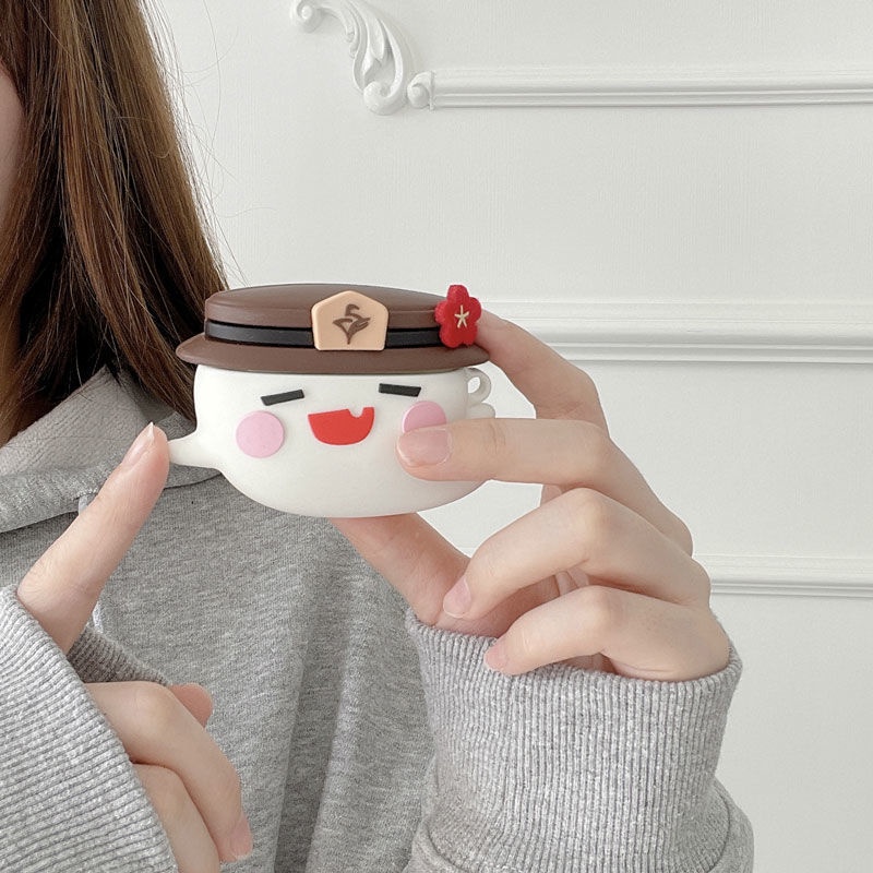 Genshin Impact HuTao Ghost Doll Hot Silicone Case cho Apple Airpods 1/2 / 3 Pro Vỏ bảo vệ Tai nghe Vỏ đựng tai nghe