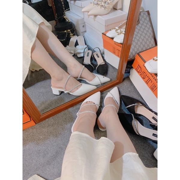 Sandal cao gót nữ 3 phân quai nhũ quai đi 2 kiểu N9