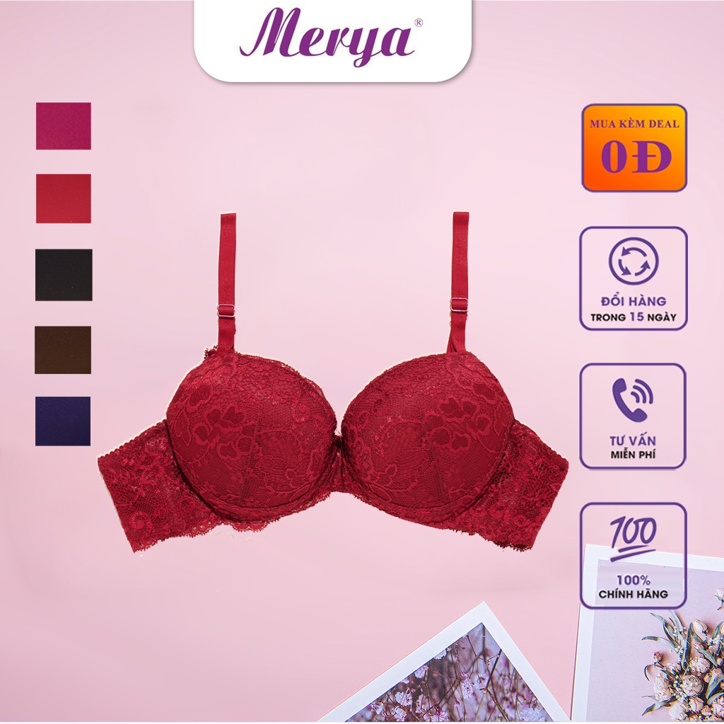 Áo lót nữ có gọng đệm mềm mại co dãn Merya A016 thiết kế viền ren nâng ngực
