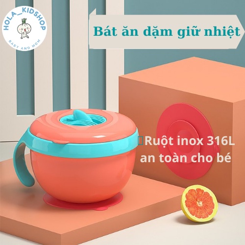 Bát Ăn Dặm Giữ Nhiệt Chống Đổ - Bát Ăn Dặm Cho Bé - Chịu Nhiệt Cao, Chất Liệu An Toàn Cho Bé, Đế Hút Chân Không