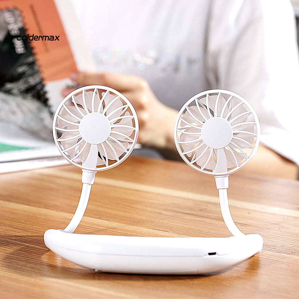 CDMX Portable Mini USB Rechargeable Dual-head Neck Hanging Fan Summer Cooler Blower