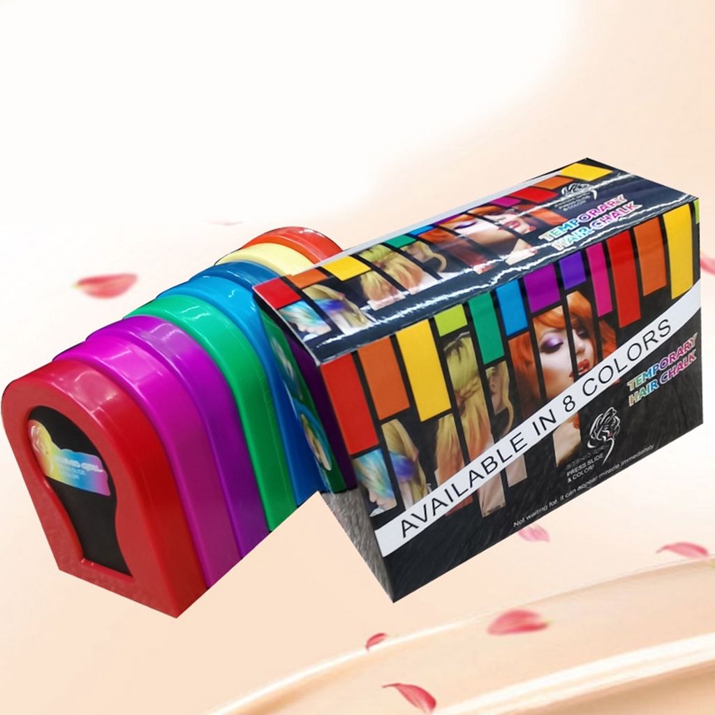 [Hàng mới về] Bộ 8 hũ phấn nhuộm tóc tạm thời 3g tan trong nước dùng một lần nhiều màu sắc giúp tự tạo kiểu tóc
