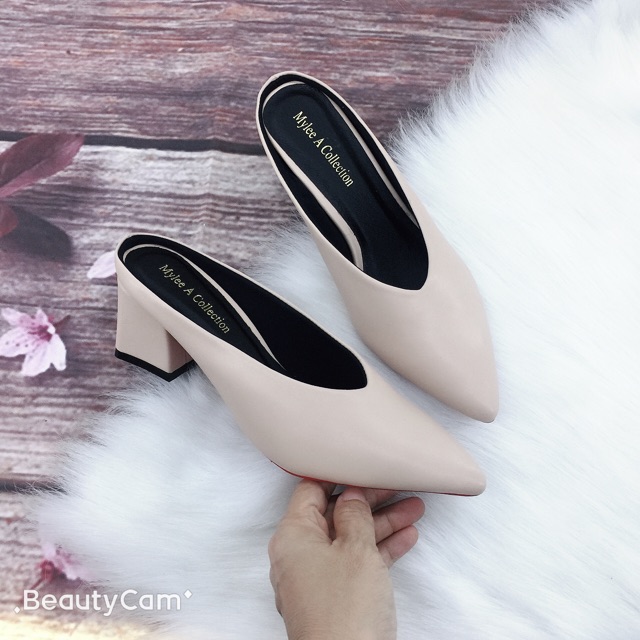 Giày sục nữ [GIÁ RẺ NHẤT] Giày cao gót bít mũi, hở gót cao 5cm ( sục )da mềm | BigBuy360 - bigbuy360.vn
