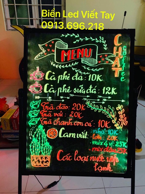 Bảng Led Huỳnh Quang ( Tặng kèm chân giá + hộp bút + điều khiển + khăn lau bảng ) - TQ540