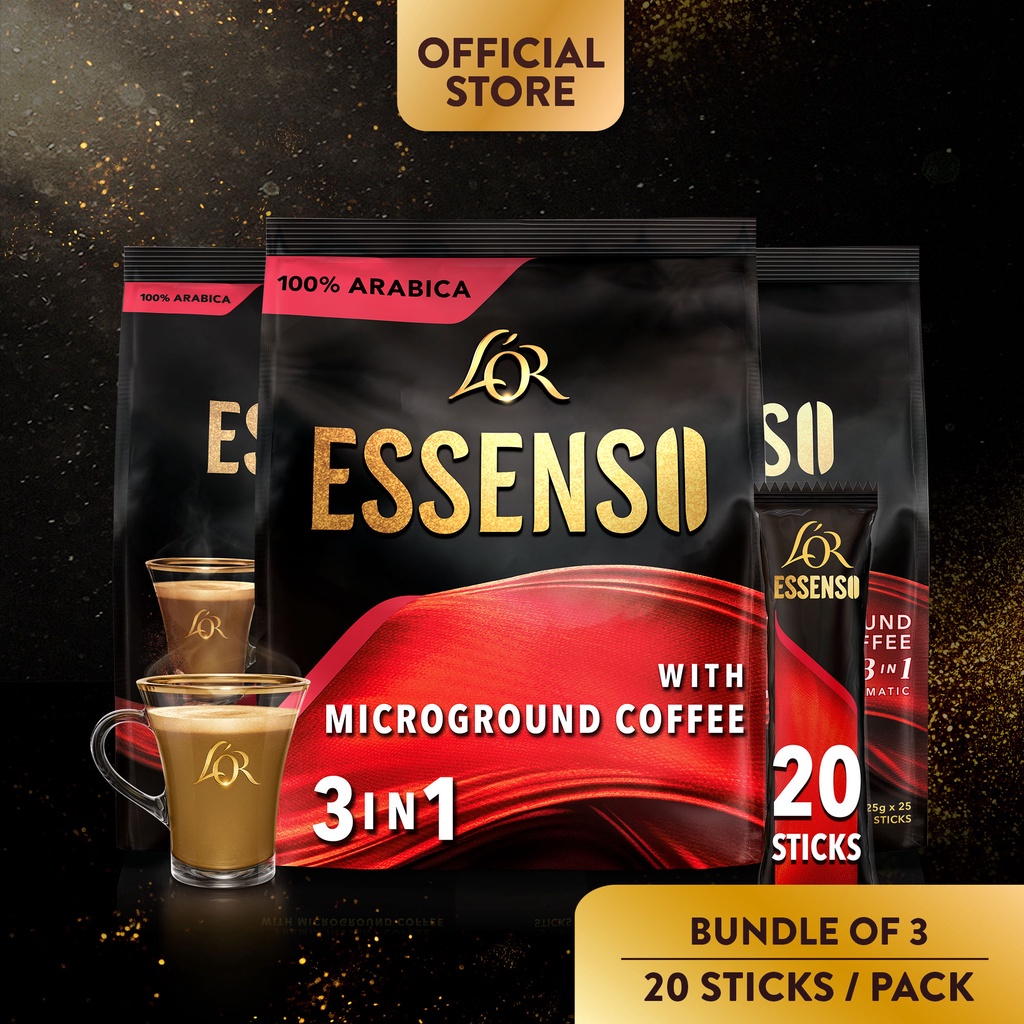 Cà phê hòa tan 3 in 1 Super Essenso Microground Coffee 3 in 1 Coffee Beans 20 x 25g (500g)