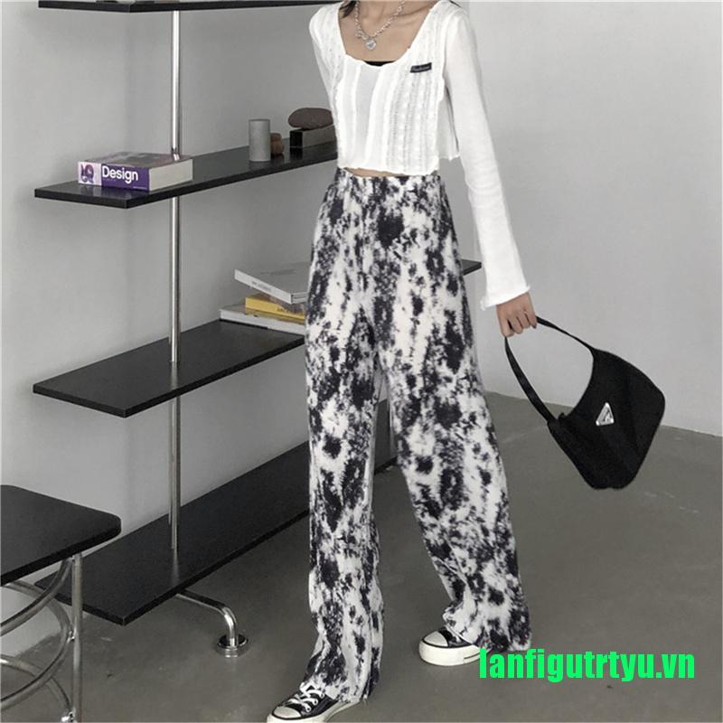 Quần Dài Lưng Cao Ống Rộng Phong Cách Bohomian