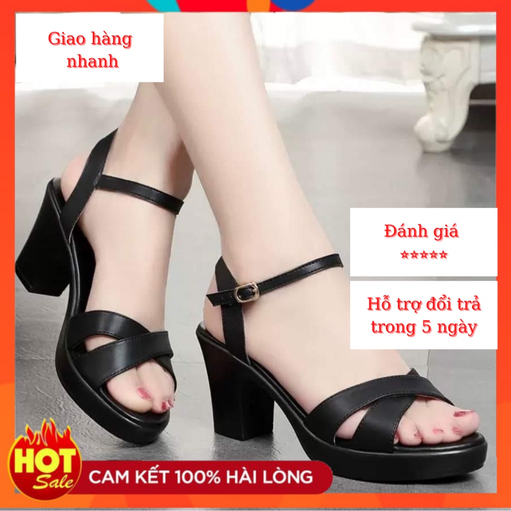 Dép Nữ Cao Gót [Free Ship] Đẹp Mẫu Quai Chéo Gót Vuông 3 Phân, 5 Phân, 7 Phân Và 8 Phân Chắc Chắn, Thời Trang Hè Kh - 03