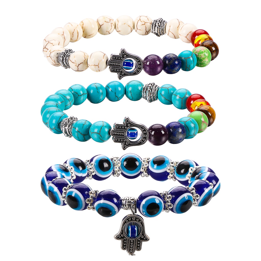 1/3 vòng tay chuỗi hạt đá mắt quỷ thời trang cho nữ