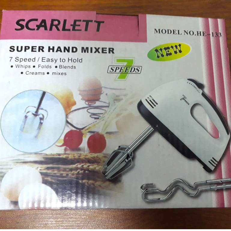 [Mã ELHA22 giảm 5% đơn 300K] Máy đánh trứng, trộng bột Scarlett 7 tốc độ cầm tay công suất 180W