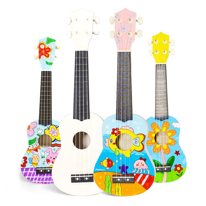 Đàn guitar mini cho bé tự lắp ráp, tô màu, học nhạc