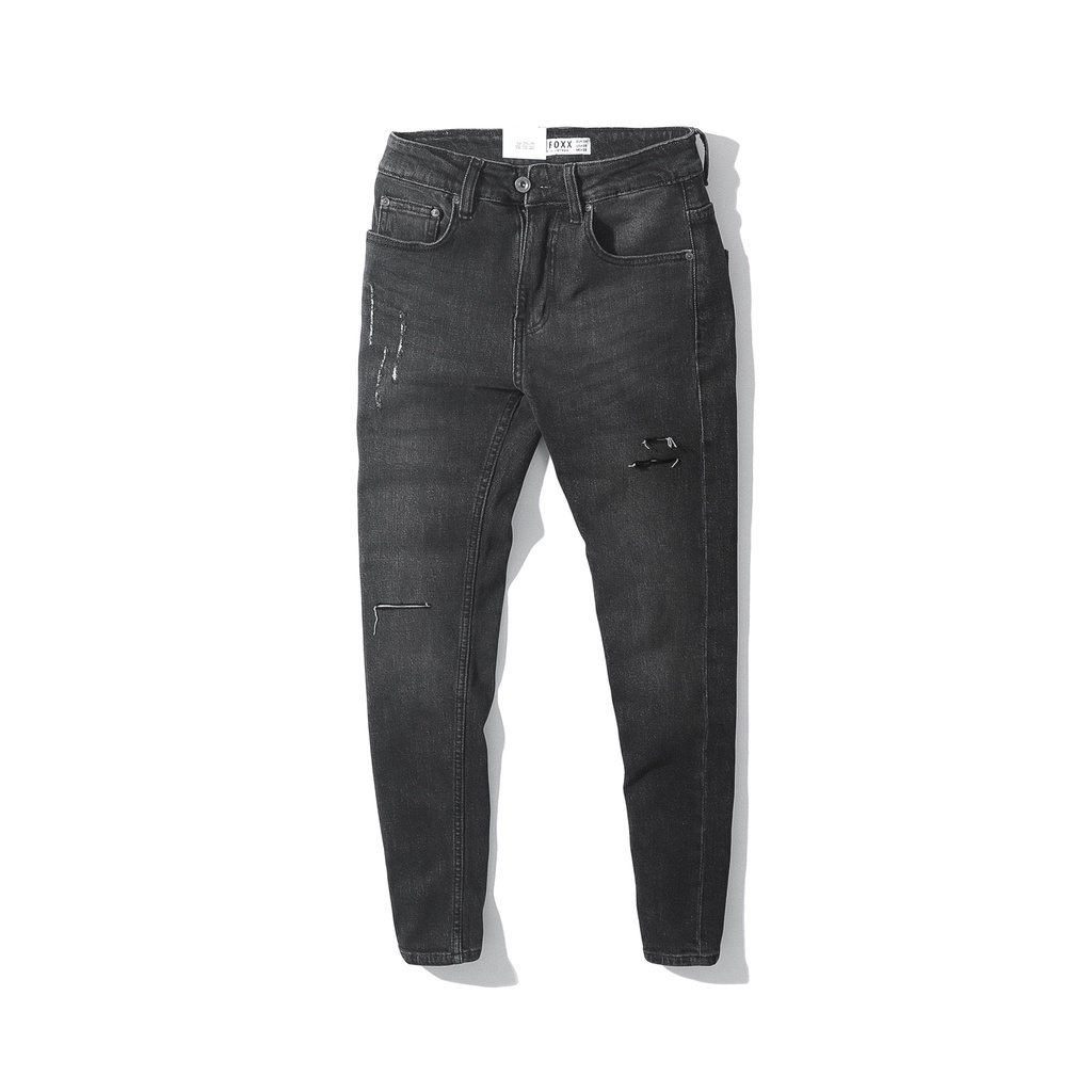 Quần jean nam, quần bò nam cao cấp slimfit DEFOXX xám wash rách 220811