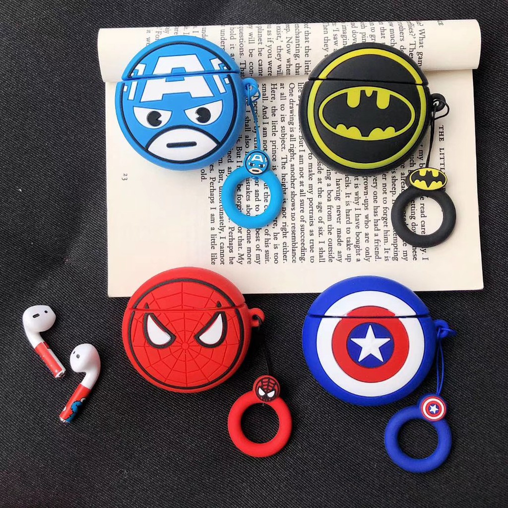 Case Airpods hình Marvel Siêu anh hùng chất liệu silicon bảo vệ tai nghe