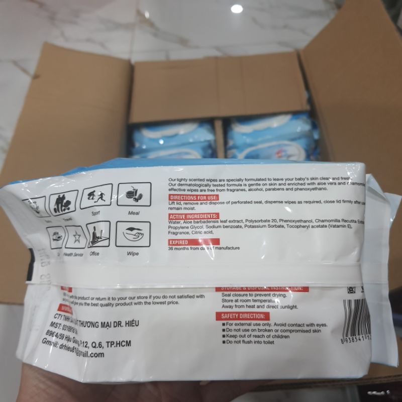 Khăn Giấy Ướt Không Mùi Hai con chim (hàn quốc) 165gr