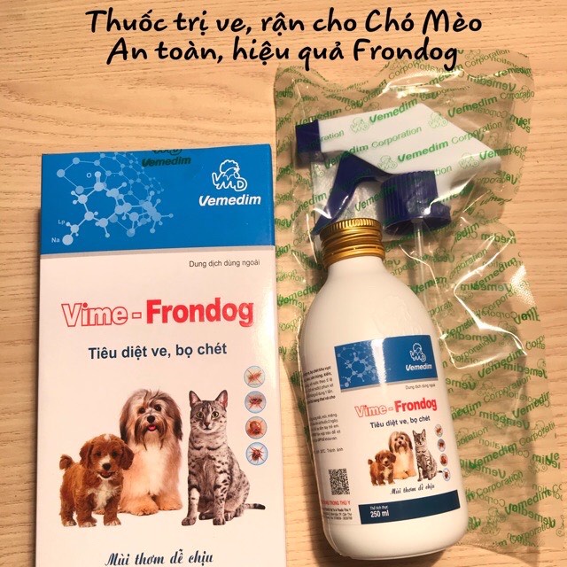 Bình xịt đặc trị ve giận bọ chét cho chó mèo An Toàn Hiệu Quả Cho Cả Chó Mèo Mang Thai Vime Frondog 250ml