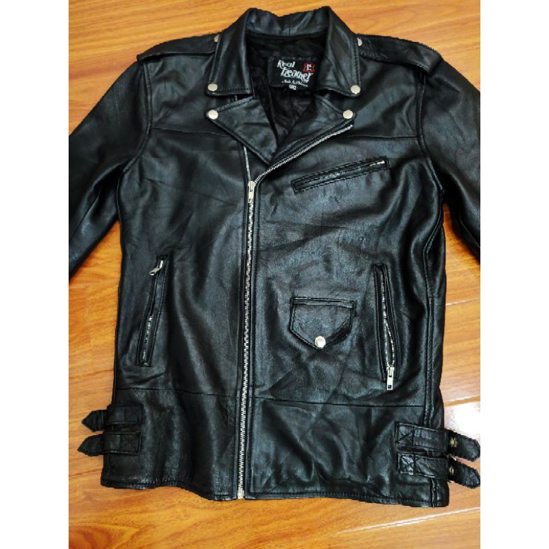 Áo Biker Da thật da dê 100%