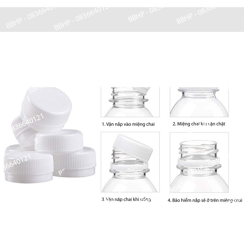 ( Rẻ Vô Địch) Chai Nhựa Trà Sữa,Chai 500ml- 1000ml - 1500ml ,Chai Đã Kèm Nắp Trắng