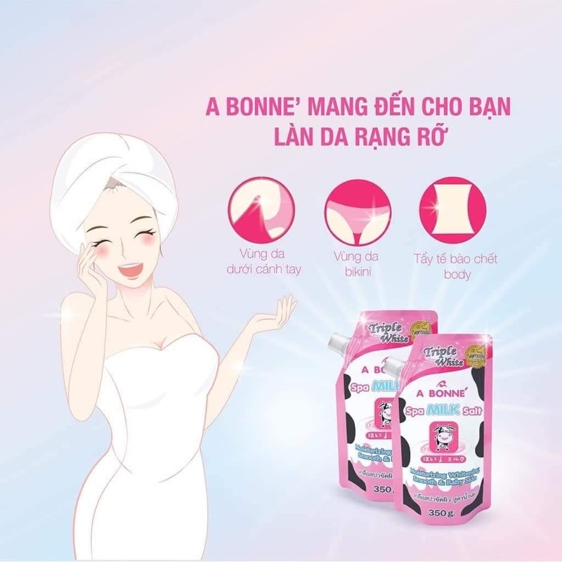 Muối Tắm Sữa Bò Tẩy Tế Bào Chết A Bonne Spa Milk Salt Thái Lan Toàn Thân 350gr