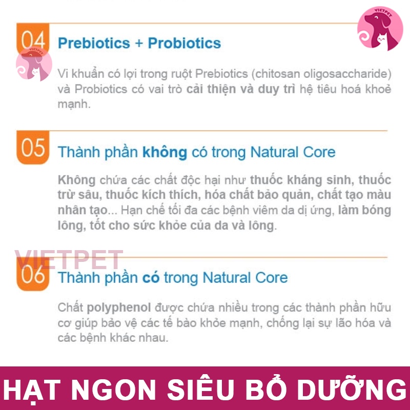 THỨC ĂN CHO MÈO - NATURAL CORE ĐA ĐẠM 95% (Nhập khẩu Hàn Quốc)