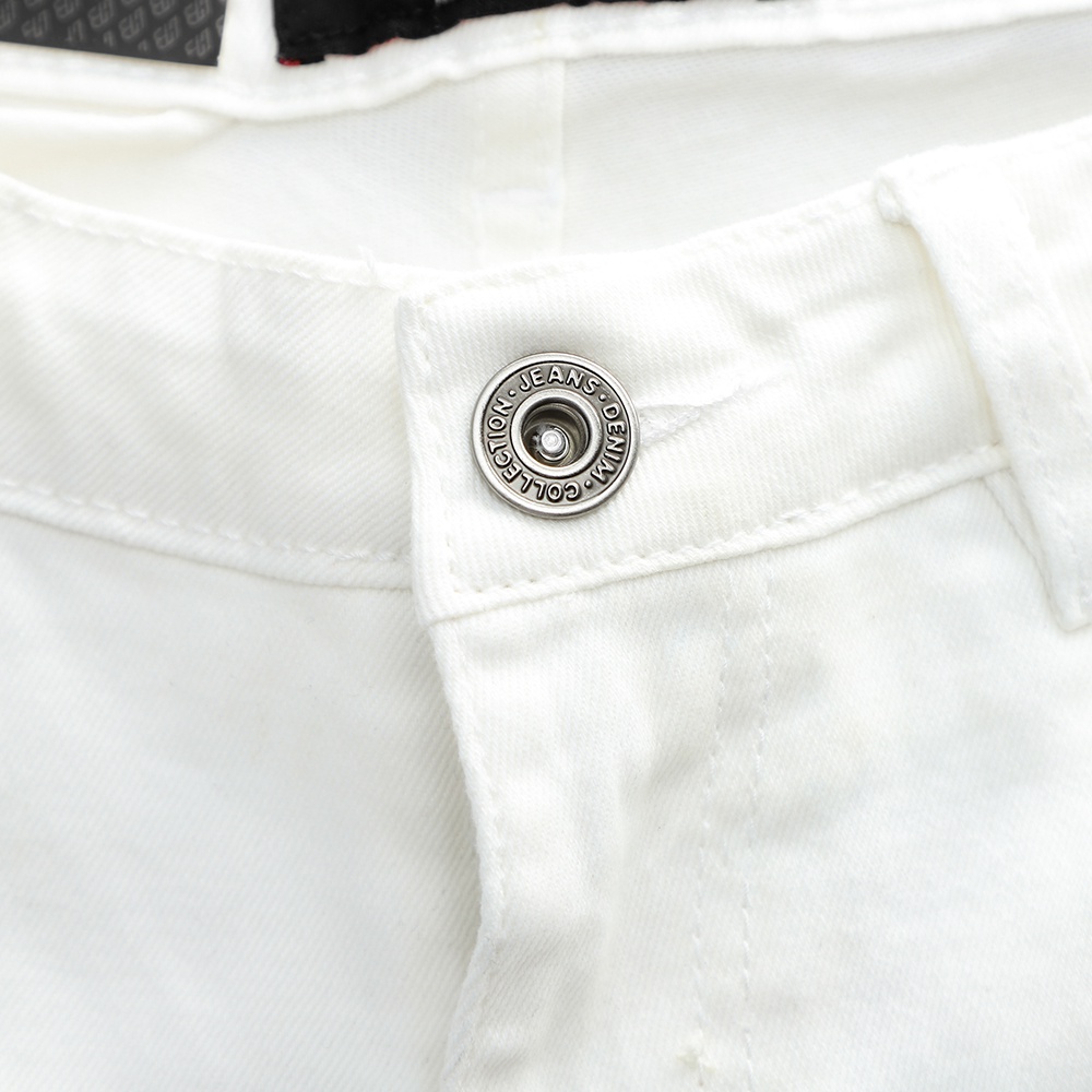 Quần short jean nam màu trắng, chất vải denim co giãn nhẹ basic HEBOZ - 00001213