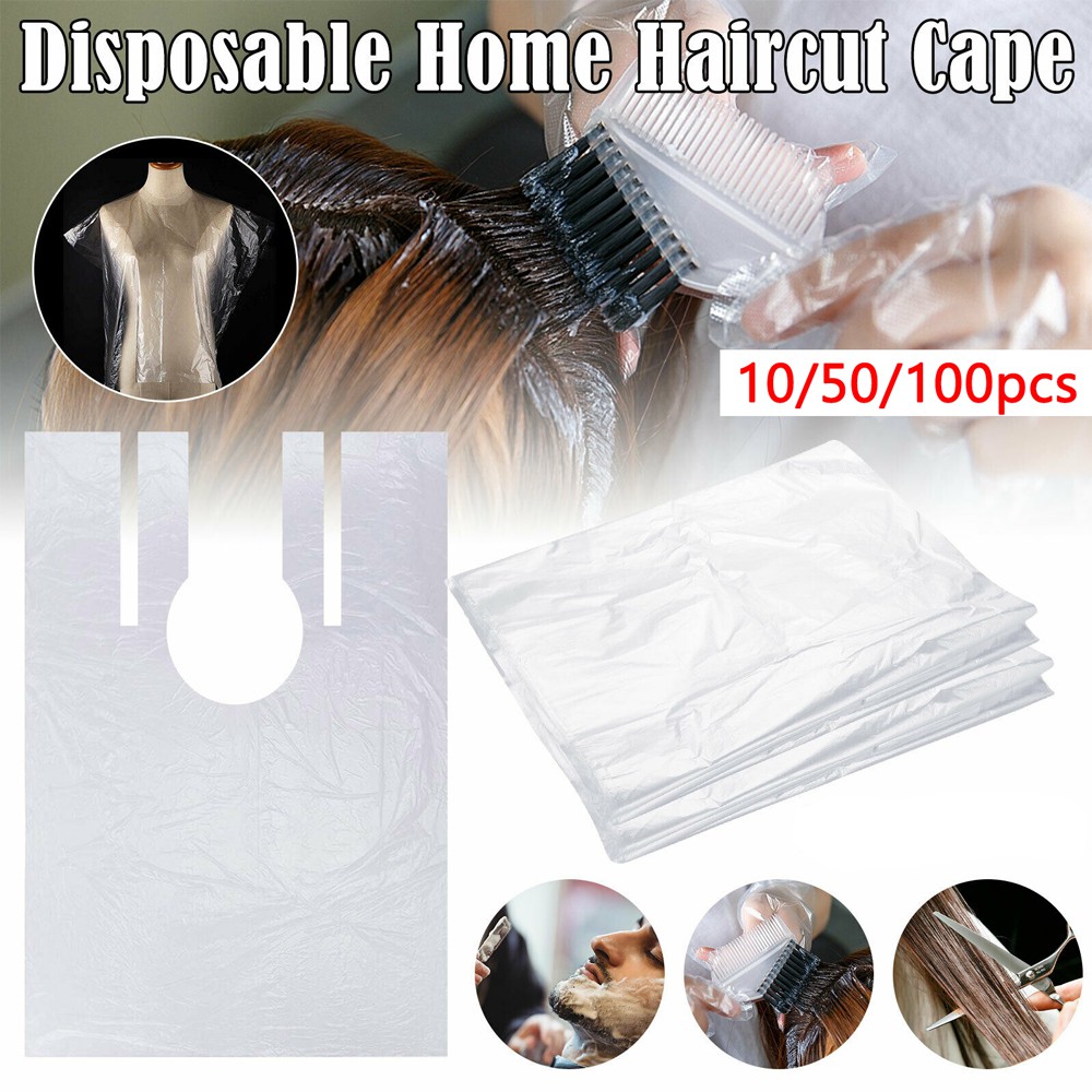ONLY 10/50/100PCS Transparent Hair Salon Capes Gowns Hairdressing Cloth Disposable Hair Cutting Cape Barber Shop Waterproof Beauty Styling Washing Pads Perm Tools