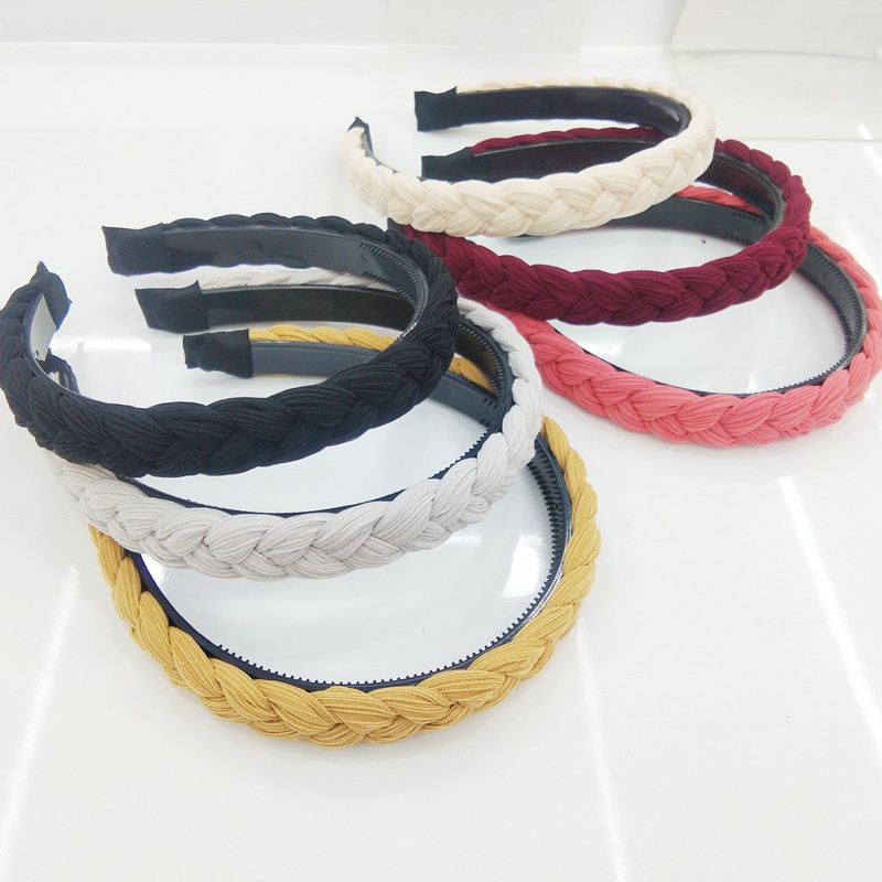 Haimeikang Phụ kiện tóc thời trang dành cho nữ Băng đô băng đô nhung bện màu rắn
