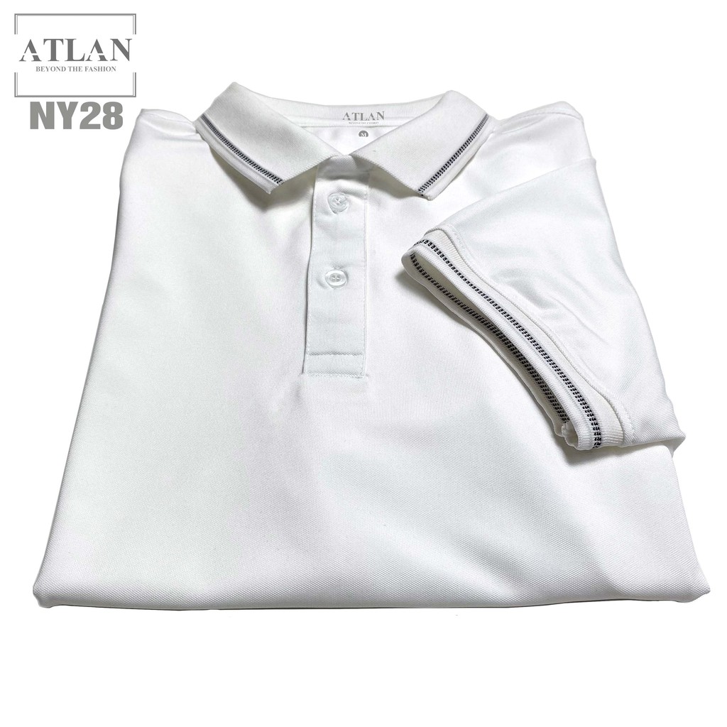 Áo Ngắn Tay Nam 💖 𝘍𝘳𝘦𝘦𝘴𝘩𝘪𝘱 💖 Áo Polo Trắng Phối Bo Dệt Chéo Đen - NY28 | BigBuy360 - bigbuy360.vn