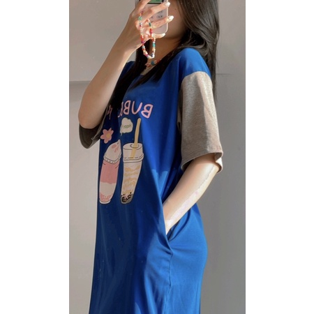 Váy suông hình trà sữa cute