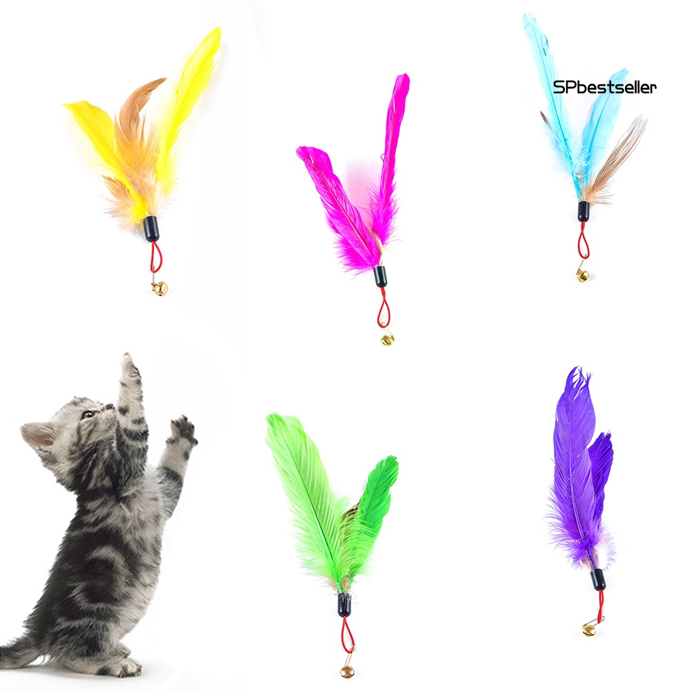 Gậy đồ chơi đính lông vũ và chuông vui nhộn dành cho mèo cưng