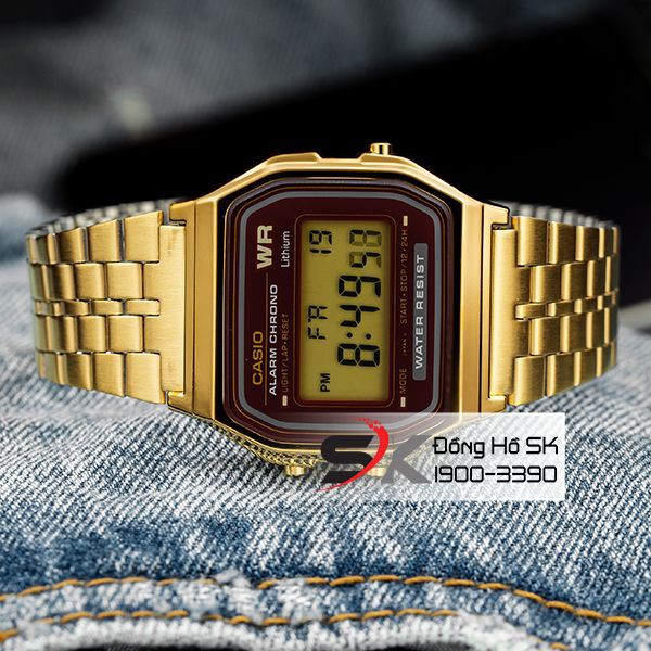 Đồng Hồ Unisex CASIO Chính Hãng Anh Khuê A159WA-N1DF Màu Bạc Và A159WGEA-5DF Mạ Vàng