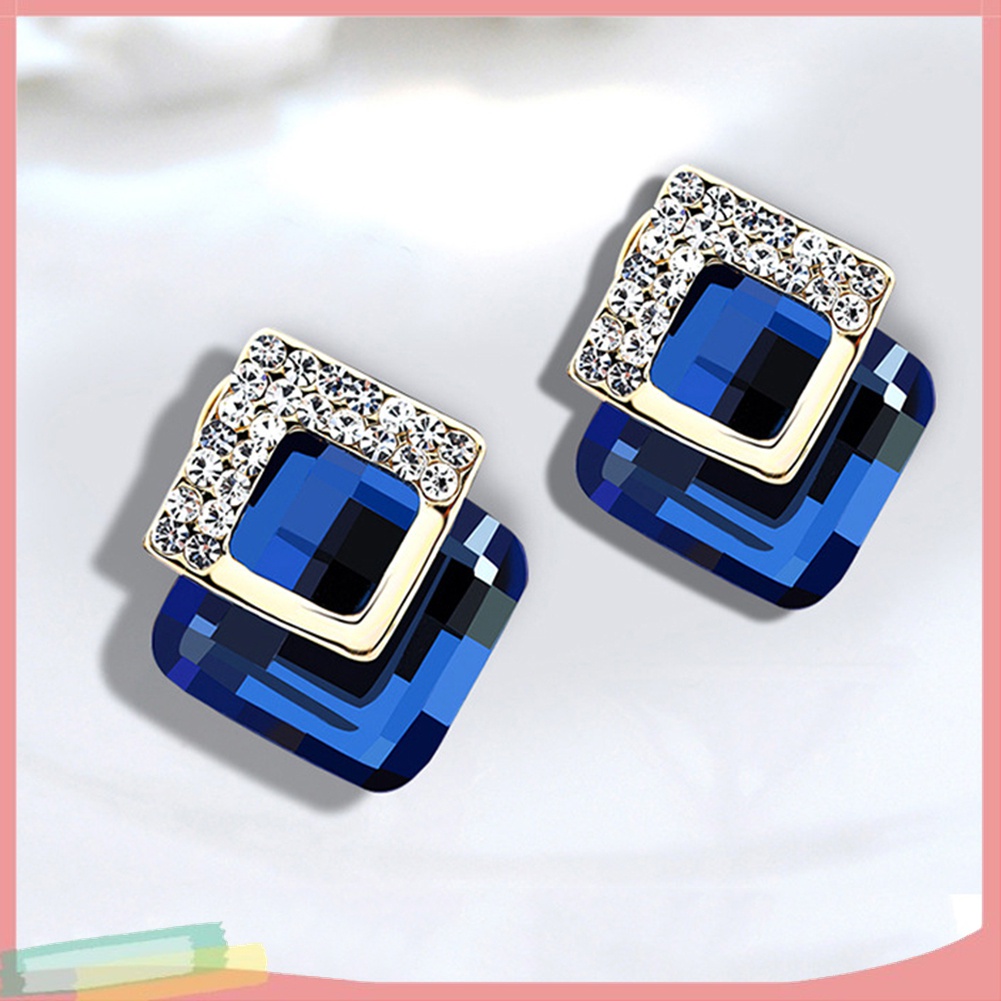 Đôi Khuyên Tai HìNh Vuông ĐíNh Kim Cương Giả ThờI Trang Cho Nữ