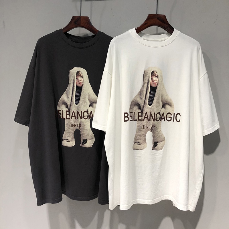 NRVP Áo thun cotton tay ngắn cổ tròn in hình thời trang mùa hè phong cách Hàn Quốc mới