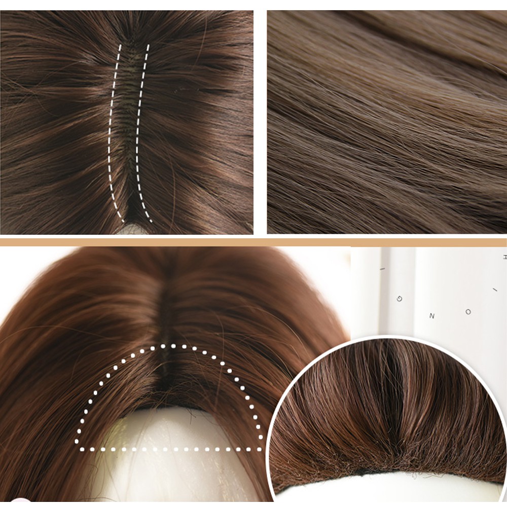 Tóc giả nguyên đầu CAO CẤP, tóc cụp ngang vai, mái phồng phong cách – Tặng lưới tóc