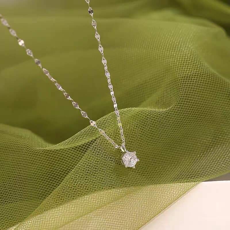 Vòng cổ bạc nữ DaLiA Jewelry dây chuyền bạc ý mặt đá sánh lấp lánh bạc thật dây chuyền bạc không gỉ