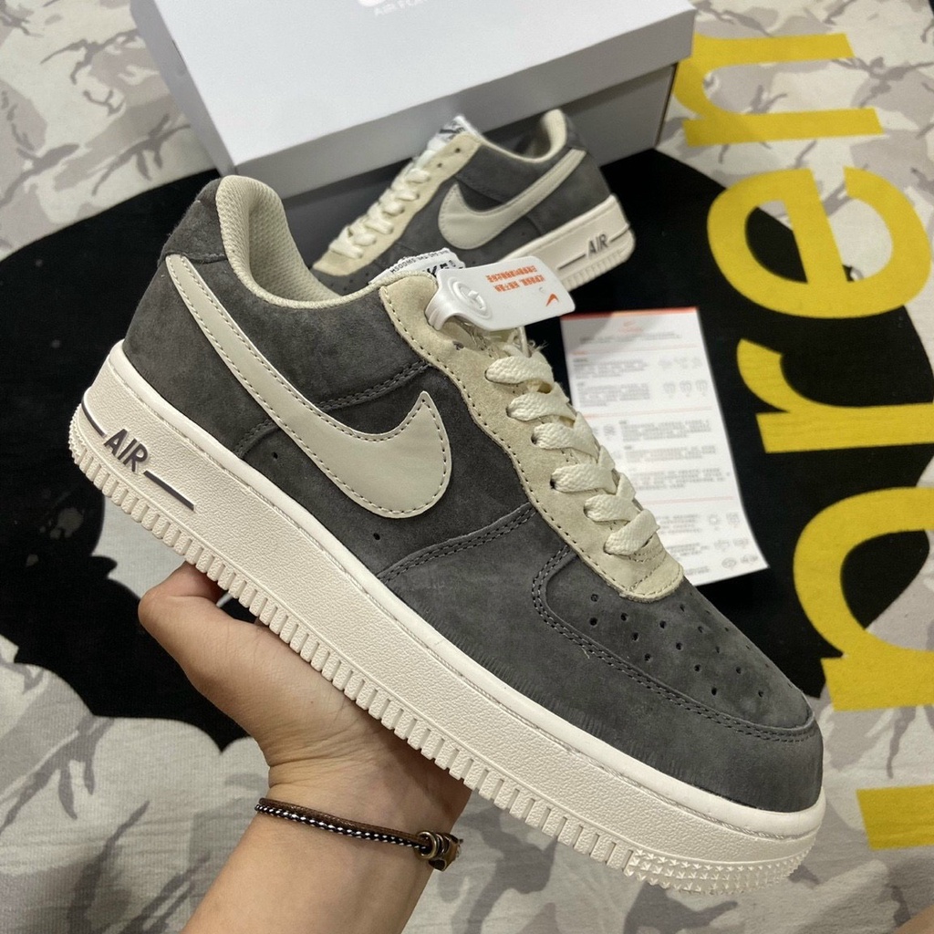 Giày _Nike Air Force 1, AF1 Xám Da Lộn Bản Cao Cấp nhất Full Size Full PK