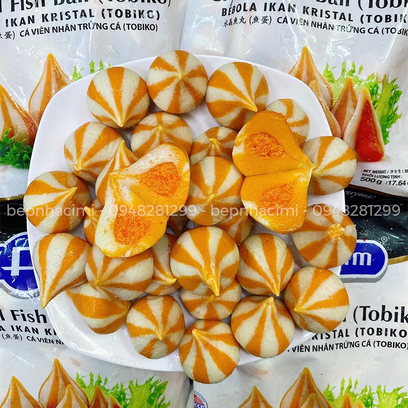 Cá Viên Nhân Trứng Cá Tobiko Fusipim 500gr - Viên Thả Lẩu Trứng Cá Malaysia - Bếp Nhà CIMI