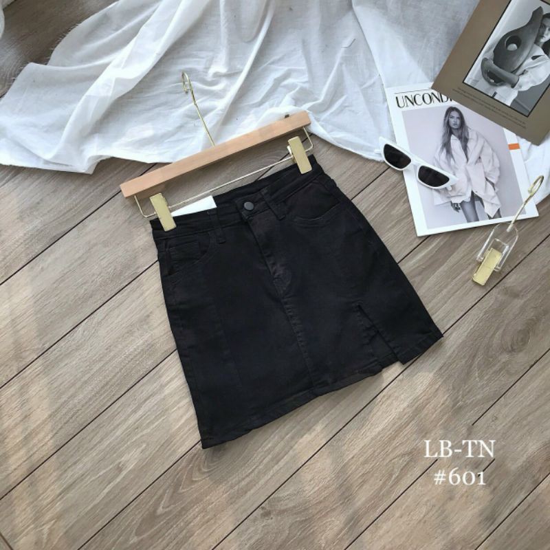 Chân váy jean xẻ đùi hàng QCL1