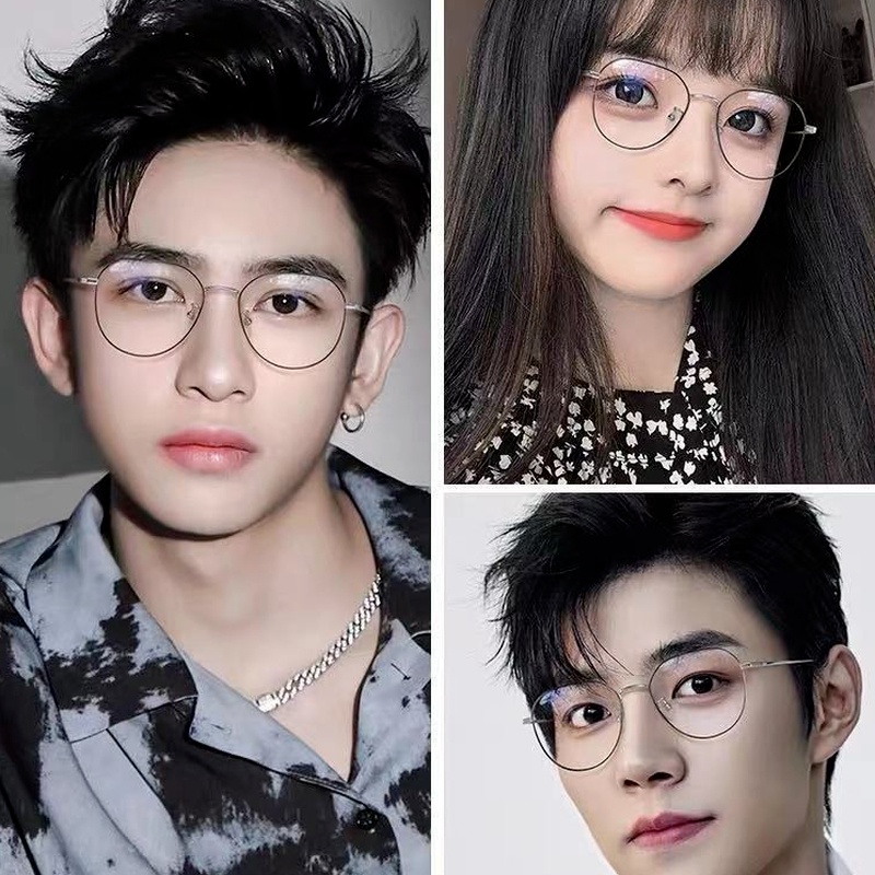 (KIQI-FASHION) COD Mắt Kính Gọng Kim Loại Chống Ánh Sáng Xanh Thời Trang Retro Nhập Khẩu Chất Lượng Cao Cho Nam Nữ