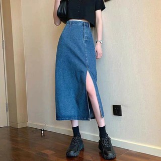 Chân váy jeans xẻ tà
